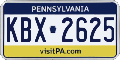 PA license plate KBX2625