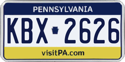 PA license plate KBX2626