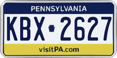 PA license plate KBX2627