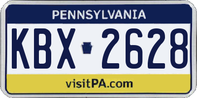 PA license plate KBX2628