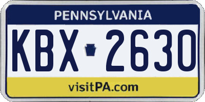 PA license plate KBX2630