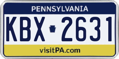 PA license plate KBX2631