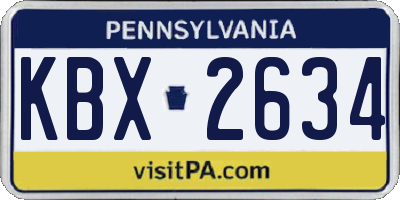 PA license plate KBX2634