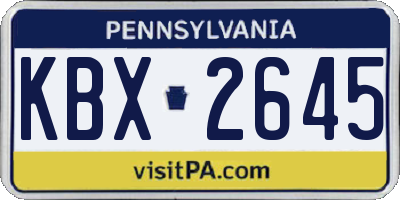 PA license plate KBX2645