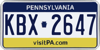PA license plate KBX2647
