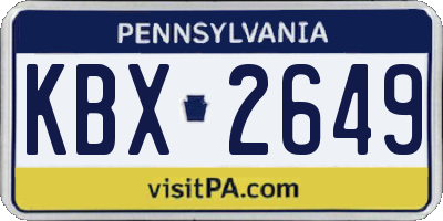 PA license plate KBX2649