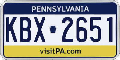 PA license plate KBX2651