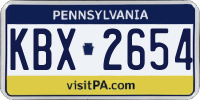 PA license plate KBX2654