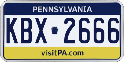 PA license plate KBX2666