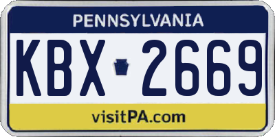 PA license plate KBX2669
