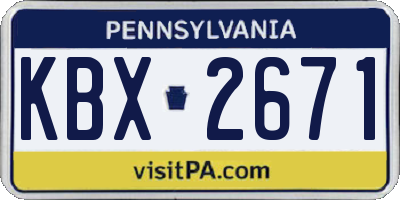 PA license plate KBX2671