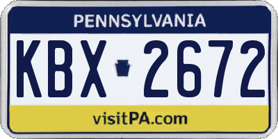 PA license plate KBX2672