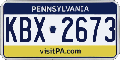 PA license plate KBX2673
