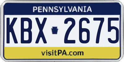 PA license plate KBX2675