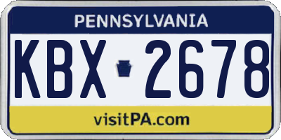 PA license plate KBX2678