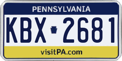 PA license plate KBX2681