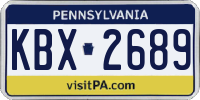 PA license plate KBX2689