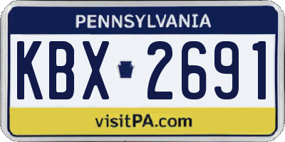 PA license plate KBX2691