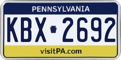 PA license plate KBX2692