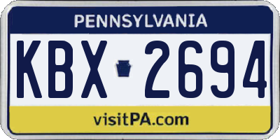 PA license plate KBX2694