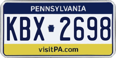 PA license plate KBX2698
