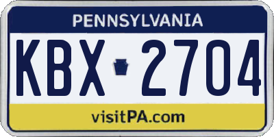 PA license plate KBX2704