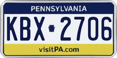 PA license plate KBX2706