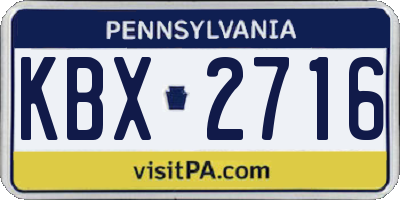 PA license plate KBX2716