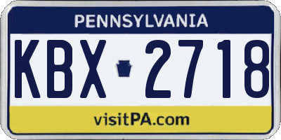 PA license plate KBX2718