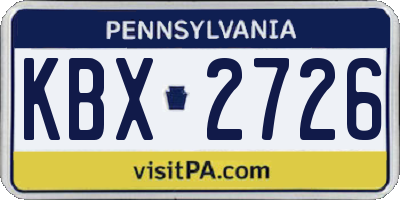 PA license plate KBX2726