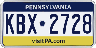 PA license plate KBX2728