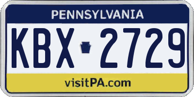 PA license plate KBX2729