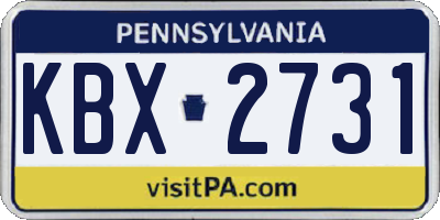 PA license plate KBX2731