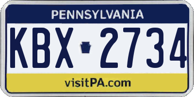 PA license plate KBX2734
