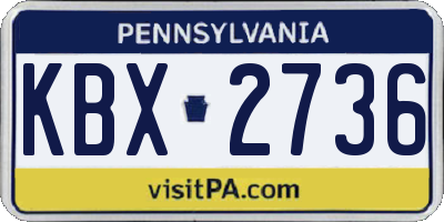 PA license plate KBX2736