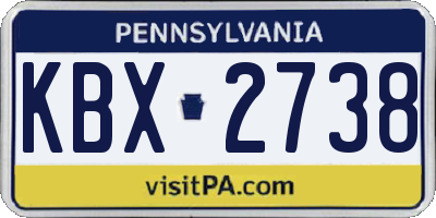PA license plate KBX2738