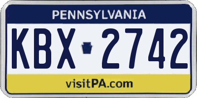 PA license plate KBX2742