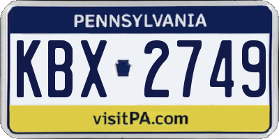 PA license plate KBX2749