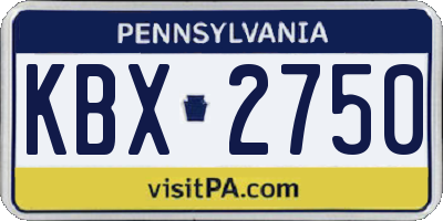 PA license plate KBX2750