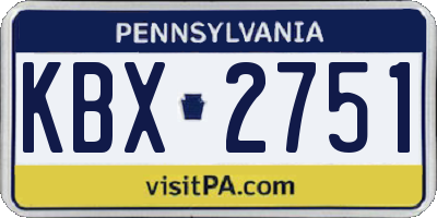 PA license plate KBX2751