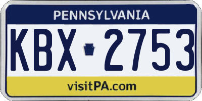 PA license plate KBX2753