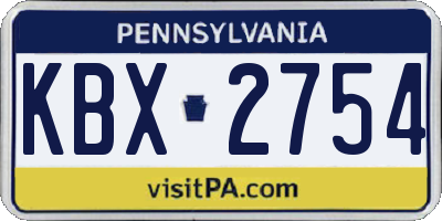 PA license plate KBX2754