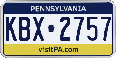 PA license plate KBX2757