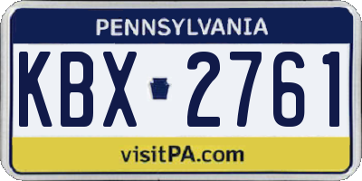 PA license plate KBX2761