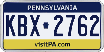 PA license plate KBX2762