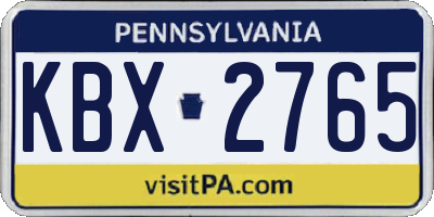PA license plate KBX2765