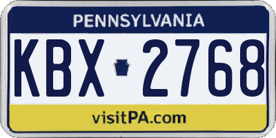 PA license plate KBX2768