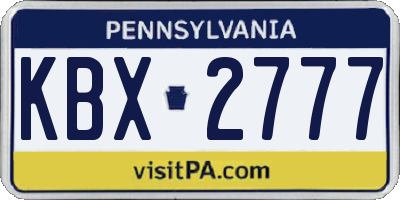PA license plate KBX2777