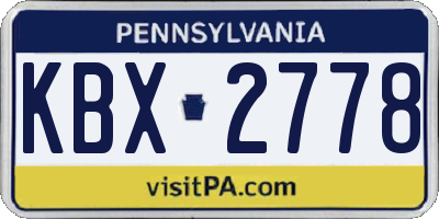 PA license plate KBX2778