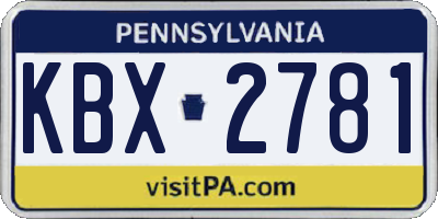 PA license plate KBX2781